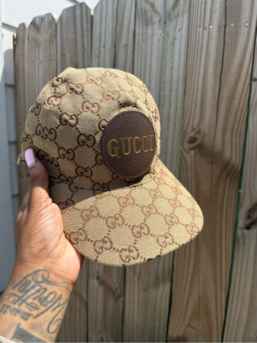 Gucci Brown GG Monogram Canvas Baseball Cap with Logo Patch